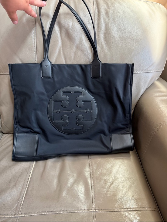 Tory Burch Handbags - Tory Burch Black Nylon Logo Tote with Leather Trim